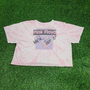 Pink-Floyd Tie-Dye Cropped Shirt Womens XL 23x18 Pink